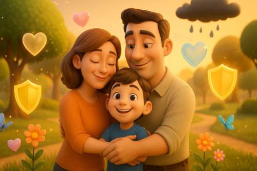 Mãe e filho em um abraço aconchegante, ilustrando a importância do vínculo familiar para a saúde mental infantil.