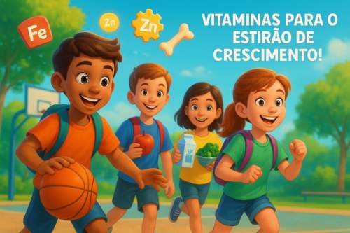 Adolescente segurando uma bandeja com alimentos ricos em nutrientes para a fase do estirão, como leite, amêndoas, espinafre e ovos.