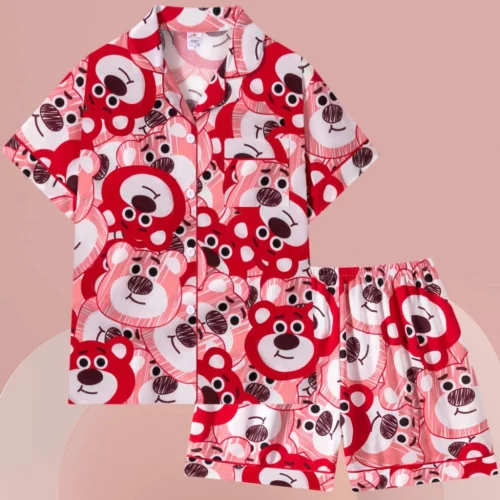 Z&D Lingerie Pijama Feminino com Botão Manga Curta com Gola e Short Sy05
