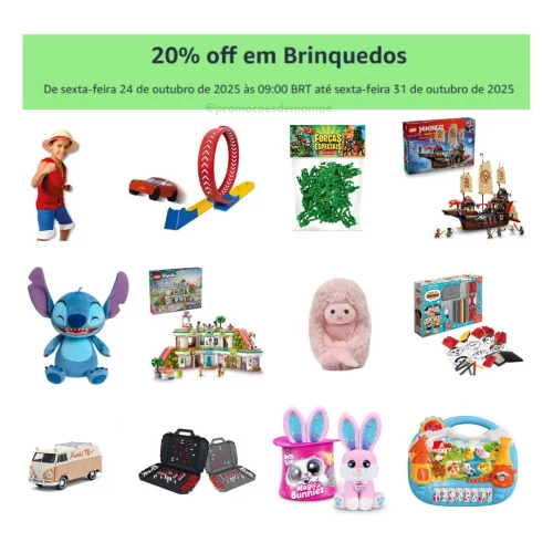 20% OFF em brinquedos na Amazon!