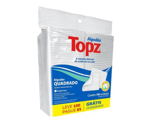 Algodão Quadrado Dupla Face Topz 100 unidades
