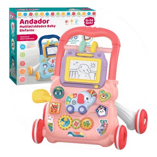 🛍️Andador Didático De Empurrar Dm Toys Infantil Multi Atividades Bebê Divertido Cor Rosa