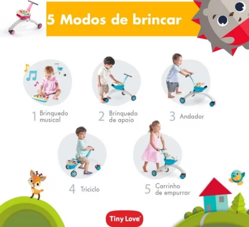 Andador e Triciclo 5 em 1 Here I Grow Tiny Love (Rosa)