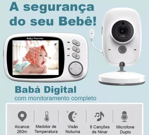 Babá Eletrônica Video Baby Noturna Sem Fio Recarregável Branco Estary Shop