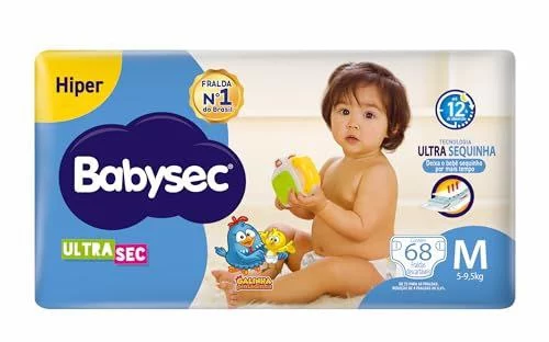 🛍Babysec Fraldas Descartáveis Ultrasec Galinha Pintadinha, 72 Unidades, Tamanho M 5 - 9, 5 Kg, Babysec, Azul, M