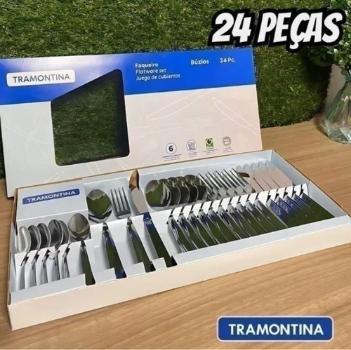 BAIXOU MAISSS😍 Faqueiro Tramontina Búzios Aço INOX- 24 PEÇAS🏃🏻💗 #Amazon