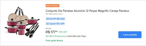 BAIXOUUUU 🔥 Conjunto De Panelas Alumínio 12 Peças Magnific Cereja Panelux
