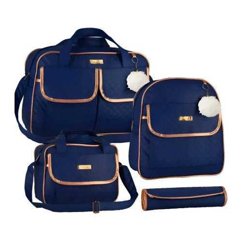 Bambinelli Kit Bolsa Maternidade Com Mochila Menina Menino Cor Azul-marinho