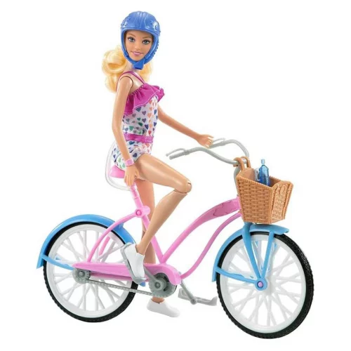 Barbie Conjunto de Brinquedo Bicicleta com Boneca para crianças a partir de 3 anos