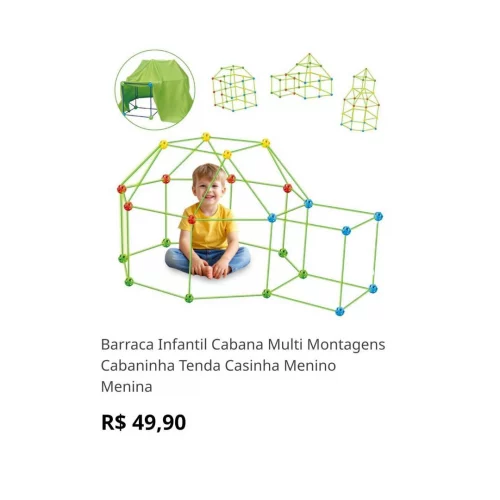 Barraca Infantil Cabana Multi Montagens Cabaninha Tenda Casinha Menino Menina