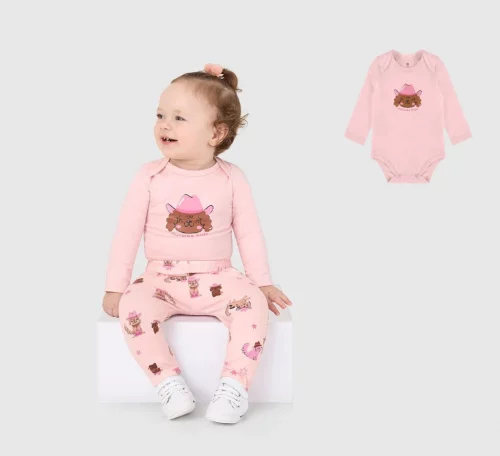 Body Manga Longa Cachorrinha Em Algodão Malwee Kids (Tam. 3M a 23M)