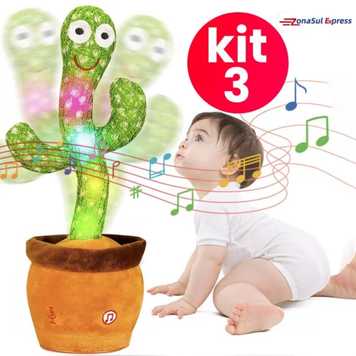 🛍Cacto dançante falante interativo com som Musicas Repete Falas presente dia das crianças Presentes de Natal