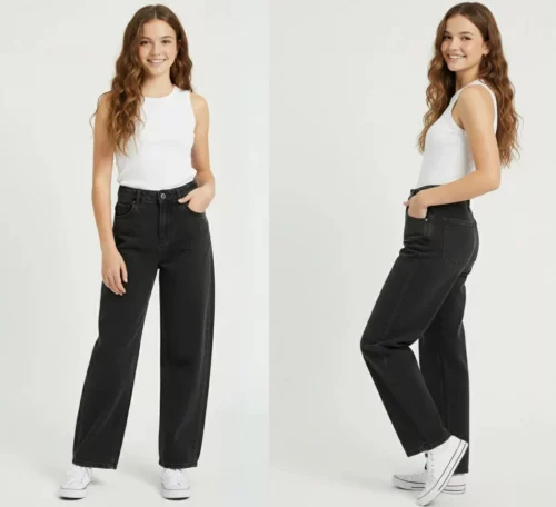 Calça Jeans Wide Leg Bag Premium (Tam 10 ao 16) opções de cores