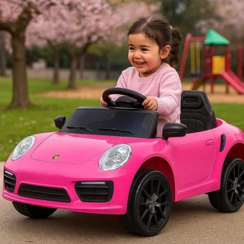Carrinho Elétrico Infantil Conversível Rosa Brinquedo Menina Controle Remoto Direção 2 em 1 Bateria 12v