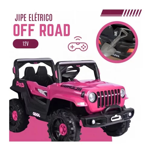Carro Elétrico Infantil Jipe Off-road 12v Rosa Brinqkids