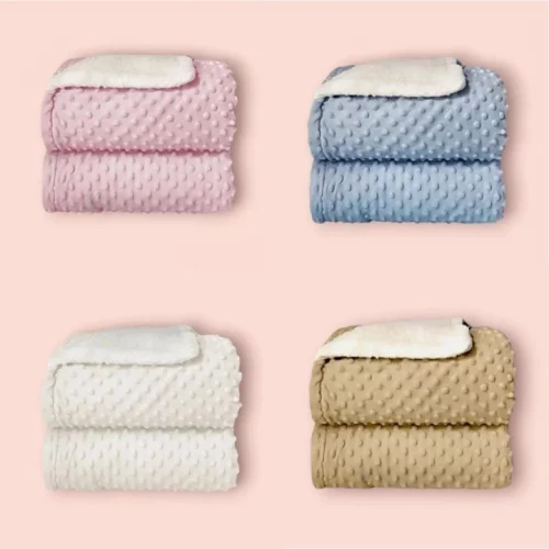 Cobertor Luxo Para Bebê Dupla Face Soft Bolha Com Sherpa - Várias cores