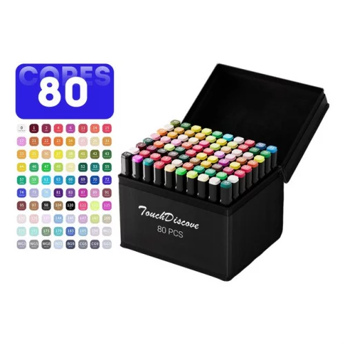 🛍️Conjunto Canetas Marcador Canetinha Ponta Dupla 80 Cores Kit