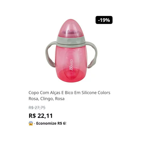 Copo Com Alças E Bico Em Silicone Colors Rosa, Clingo, Rosa
