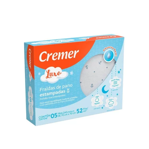 Cremer Fralda Luxo Estampa Masculina - Com 5 Unidades