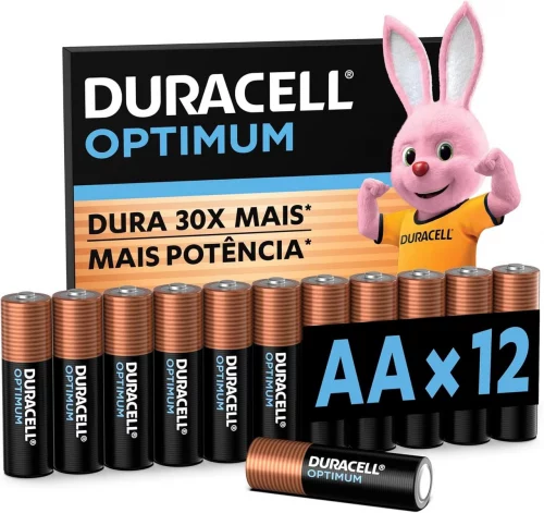 🔥 Duracell Pilha Optimum AA Pequena Com 12 Unidades