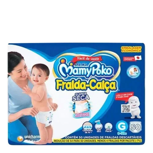 Fralda Calça MamyPoko Seca Roupinha G 50 Unidades