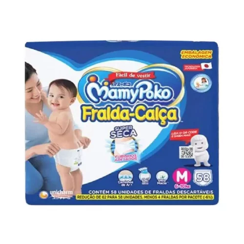 Fralda Calça MamyPoko Seca Roupinha M 58 unidades