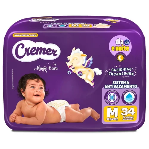 Fralda Cremer Magic Care M com 34 Unidades