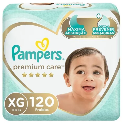 Fralda Descartável Pampers Premium Care – Tamanho XG, 120 Unidades