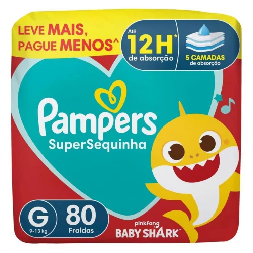 Fralda descartável Pampers Supersequinha, Tamanho G 80 Unidades