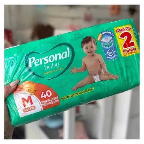 Fralda Infantil Personal Baby Protect e Sec M Mega 9x40pads Leve 40 pague 38 Unidades