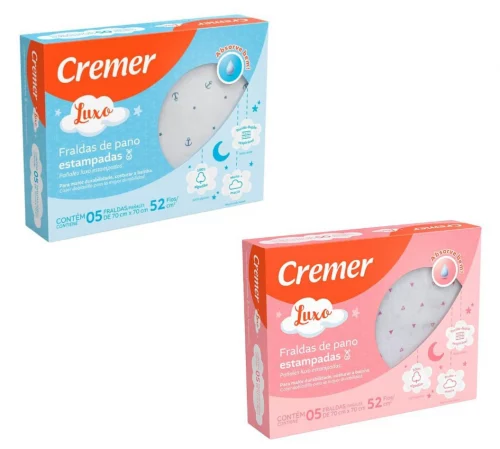 Fralda Luxo Estampa Cremer - 5 Unidades (70cmx70cm)