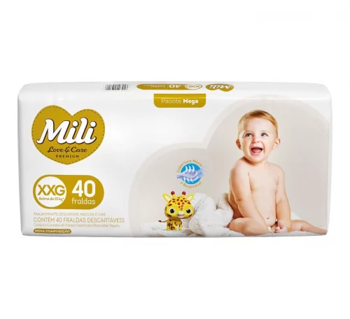 Fralda Mili Love & Care Premium XXG 40 unidades
