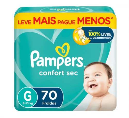 Fralda Pampers Confort Sec G 70 unidades