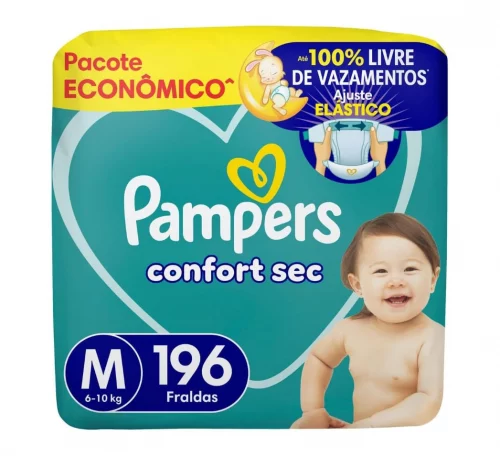 Fralda Pampers Confort Sec M 196 Unidades