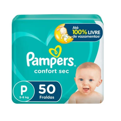 Fralda Pampers Confort Sec P 50 unidades