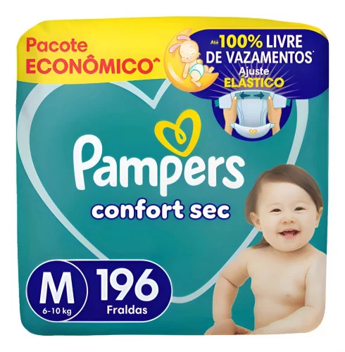Fralda Pampers Confort Sec Tamanho M 196 Unidades