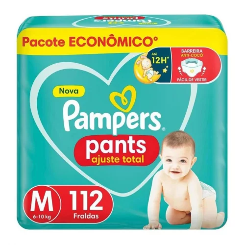 Fralda Pampers Pants Ajuste Total Tamanho M 112 Unidades  ROUPINHA!!