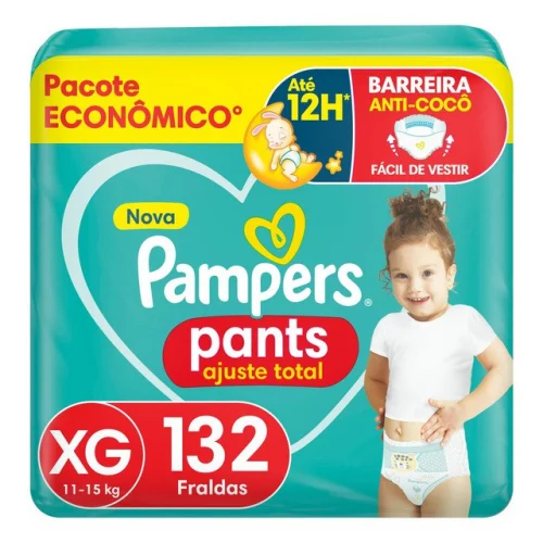 🛍️Fralda Pampers Pants Ajuste Total Tamanho Xg, 132 Unidades