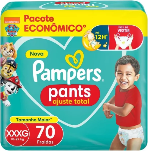 Fralda Pampers Pants Ajuste Total Tamanho XXXG 70 Unidades