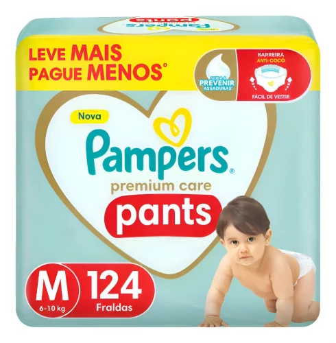 Fralda Pampers Premium Care Pants Tamanho M 124 Unidades