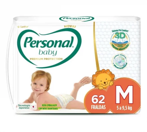 Fralda Personal Baby Premium Protection M 62 unidades
