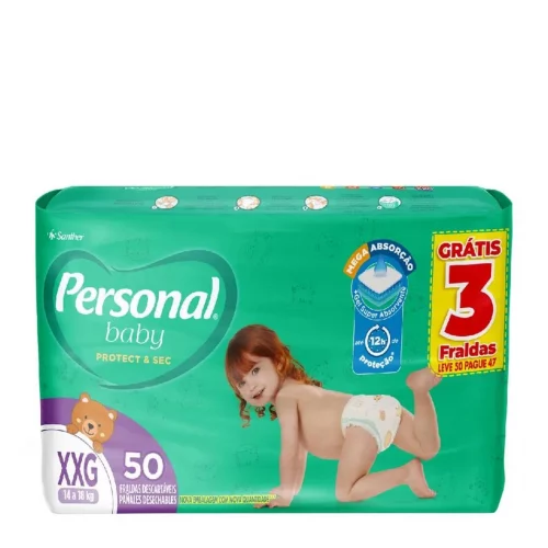 Fralda Personal Baby Protect&Sec XXG 50 unidades