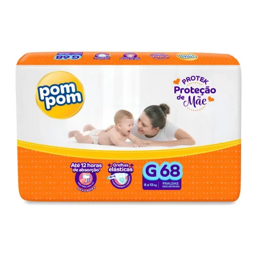 Fralda Pom Pom Protek Proteção de Mãe G com 68