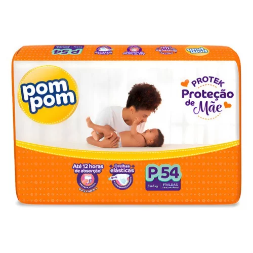 🛍️Fralda Pom Pom Protek Proteção De Mãe Mega P 54 Unidades Gênero Sem Gênero