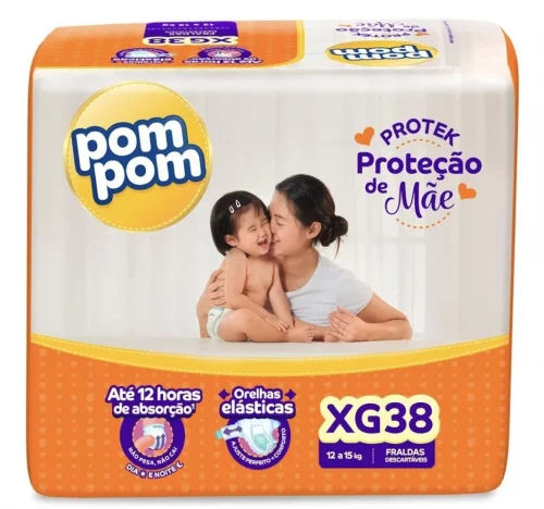 🔥 *Fralda Pom Pom Protek Proteção de Mãe Mega XG 38 Unidades*