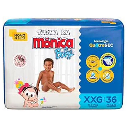 Fralda Turma da Mônica Baby Mega XXG 36 Unidades