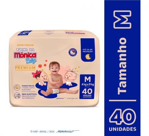Fralda Turma Da Mônica Baby Premium M 40 Unidades