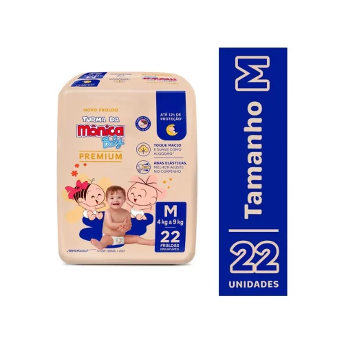 Fralda Turma da Mônica Baby Premium M com 22 Unidades