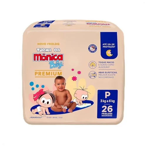 Fralda Turma da Mônica Baby Premium P 26 unidades