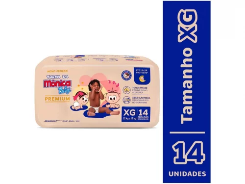 Fralda Turma da Mônica Baby Premium XG com 14 Unidades